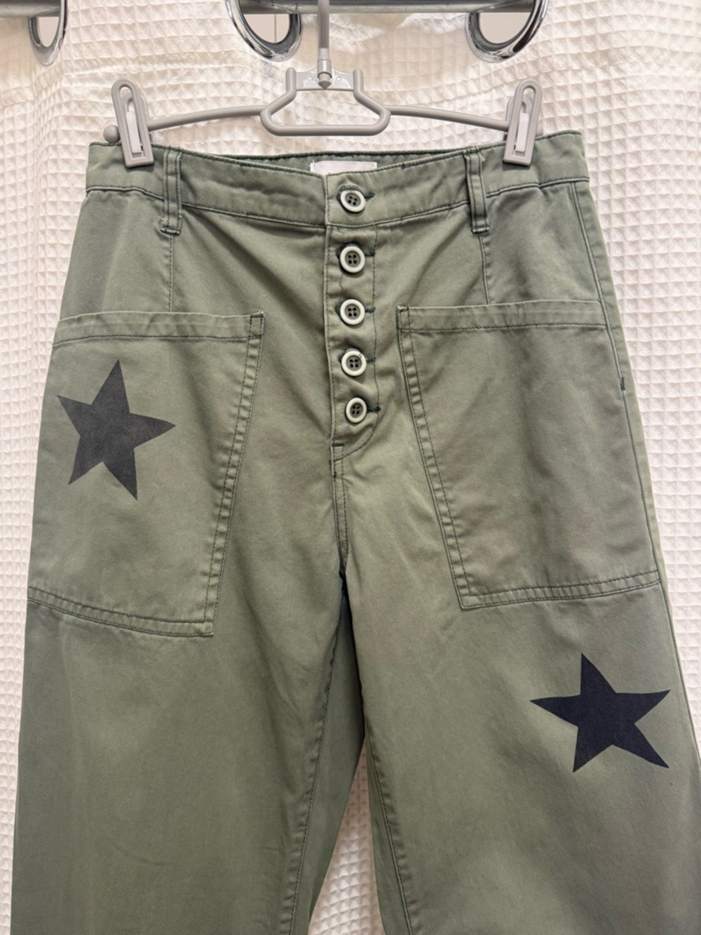 Anthropologie Olive Green Terry Star Utility Pants - size 26 - Picture 6 of 12